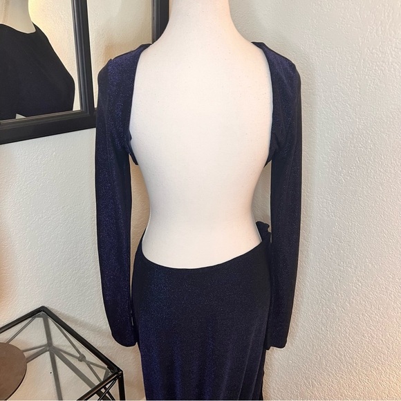 MESHKI Navy Christina Backless Wrap Dress Size L NWT - Picture 5 of 11